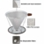 NXACETN Permanter Wiederverwendbare Kaffeefilter, Bienenwabe Entwurf, Papierloser Edelstahl Handfilter mit Reinigungsbürsten und Abnehmbarer Rutschfestem, zum Aufbrühen für 1-6 Tassen, - 3
