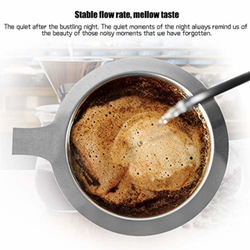 qipuneky Kaffeefilter Edelstahl, Wiederverwendbar Kaffee Filter, Coffee Handfilter, 600 mesh - 4
