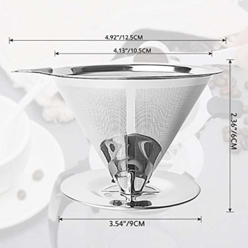 qipuneky Kaffeefilter Edelstahl, Wiederverwendbar Kaffee Filter, Coffee Handfilter, 600 mesh - 5
